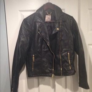 SALE!! Black "Leather" Biker Jacket Size S